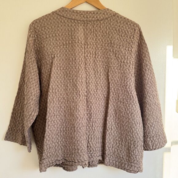 Vintage Produce Company 90s Beige Textured Button-Up Jacket XL Boho Lagenlook EC - Picture 11 of 16